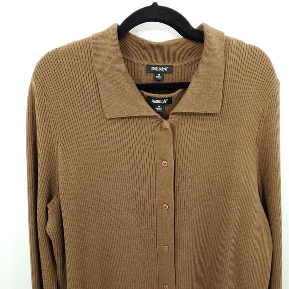 VTG Y2K metrostyle Ribbed Maxi Matching Tank Dress/Duster Sweater Set 1X Brown - Picture 7 of 16